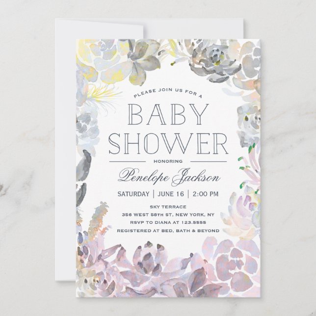 Invitación Sucultores de agua | Baby Shower (Anverso)