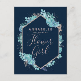 Invitación Sucultores De Azul Naval Serán Mi Niña Flor