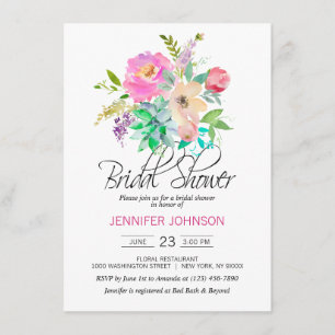 Invitación Sucultores de color de agua floral rosa rosa con d