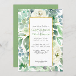 Invitación Sucultores de color verde pálido y Boda de oro de 