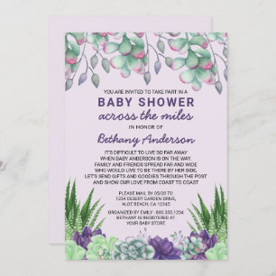 Invitación Sucultores de la acuarela de Baby Shower a través 