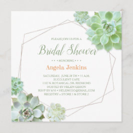 Invitación Sucultores de marco geométrico Ducha de novia