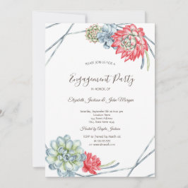 Invitación Sucultores rojos del desierto de acuarela