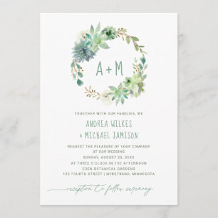 Invitación Sucultores Rústicos bodas Cactus Wreath