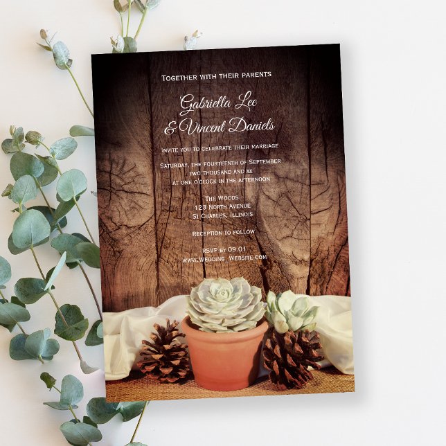 Invitación Sucultores Rústicos y Boda de Madera de Barn (Subido por el creador)
