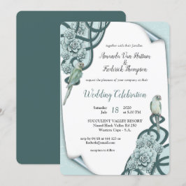 Invitación Sucultores Verdes De Pino Azul De Mint