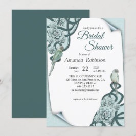 Invitación Sucultores Verdes De Pino Azul De Mint