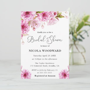 Invitación Sucursal acuarela de cerezo de flores de novia