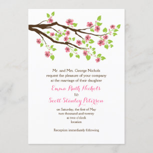 Invitación Sucursal con flores de cerezo rosado boda primaver