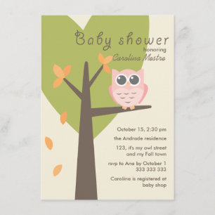 Invitación Sucursal de árbol de búho rosa sale de Baby Shower
