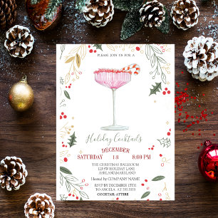 Invitación Sucursal de copas de champán en Navidad 