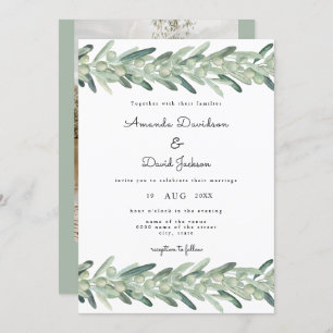 Invitación Sucursal de oliva italiana toscana Boho Boda moder