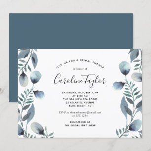 Invitación Sucursal Eucalyptus Sencilla Floral Bridal Shower