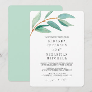 Invitación Sucursal fresca de eucalipto deja Boda botánico