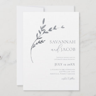 Invitación Sucursal Minimalista blanca y plateada deja Boda