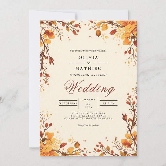 Invitación Sucursal otoñal Boda (Anverso)