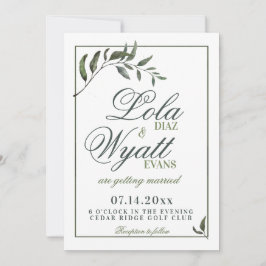 Invitación Sucursal salvaje Fern Green Elegant Wedding