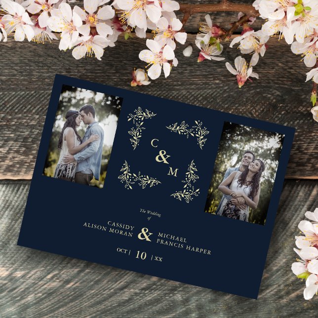 Invitación Sucursales 2 fotos Moda de la Marina Boda de moda (Subido por el creador)