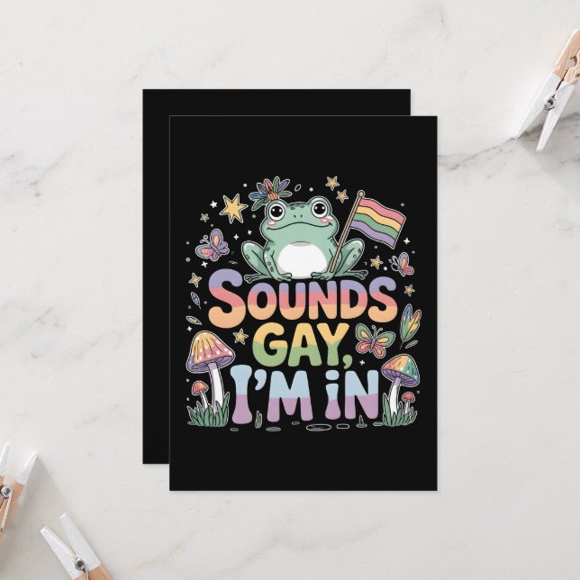 Invitación Suena gay, estoy en el diseño de ranas (Anverso/Reverso In Situ)