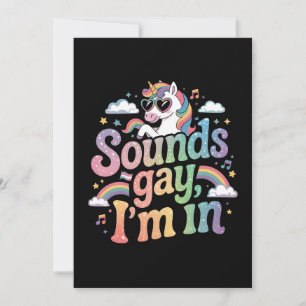 Invitación Suena gay estoy en el unicornio arcoiris del orgul