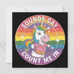 Invitación Suena Gay Me Cuenta En Unicorn Rainbow LGBTQ
