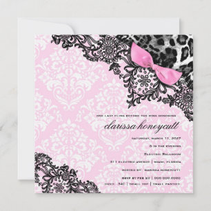 Invitación Sueño 311 en leopardo y damasco rosado femenino