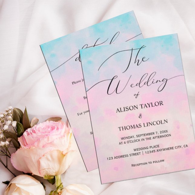 Invitación Sueño acuarela arcoiris unicornio todo en uno (This bridal shower invitation features an arrangement of watercolor dreamy rainbow unicorns.  )