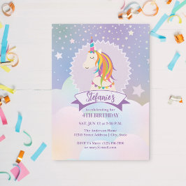 Invitación Sueño arcoiris mágico Unicornio