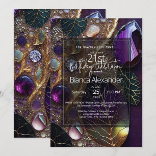 Invitación Sueño Celestial Abstracto de Piedra Preciosa Bo