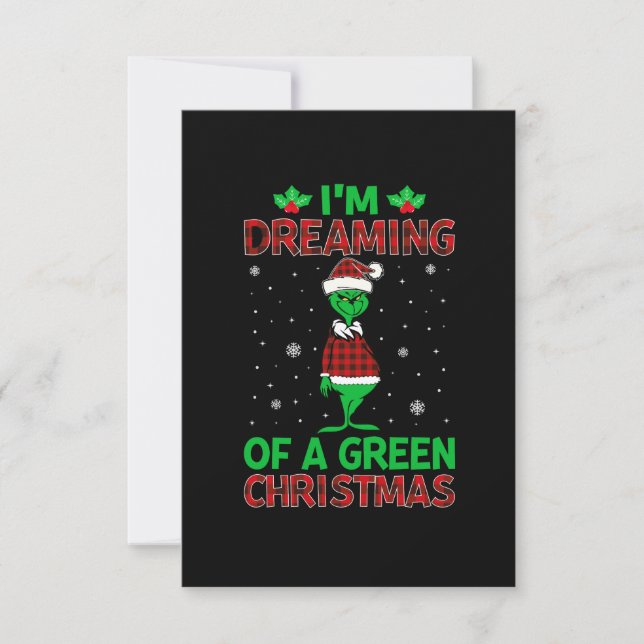 Invitación sueño con un diseño de navidades verdes (Anverso)