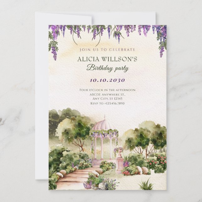 Invitación Sueño de acuarela jardín verde elegante  (Anverso)