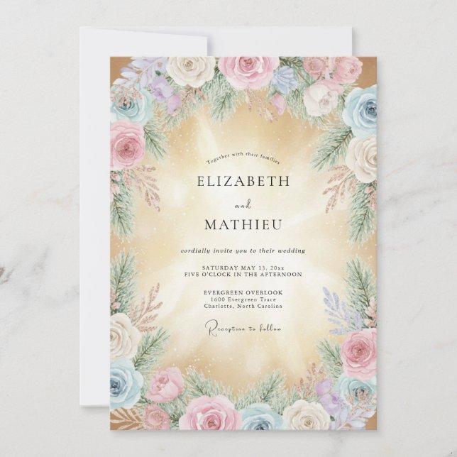 Invitación Sueño de Boda Floral Pastel (Anverso)
