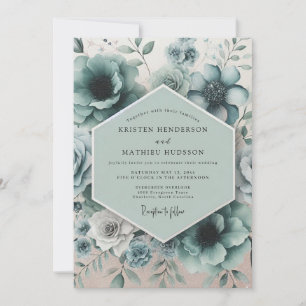 Invitación Sueño de Boda Floral Teal