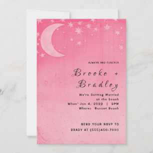 Invitación Sueño de Luna Creciente Rosa Boda Celestial