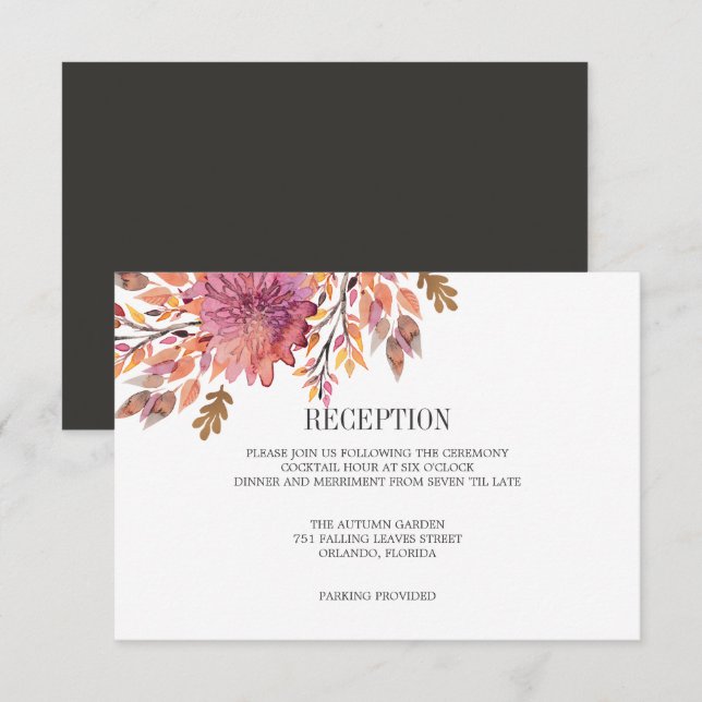 Invitación Sueño de otoño | RECEPCIÓN DEL BODA (Anverso / Reverso)