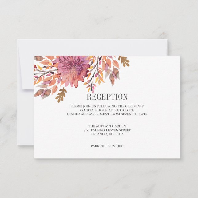 Invitación Sueño de otoño | RECEPCIÓN DEL BODA (Anverso)