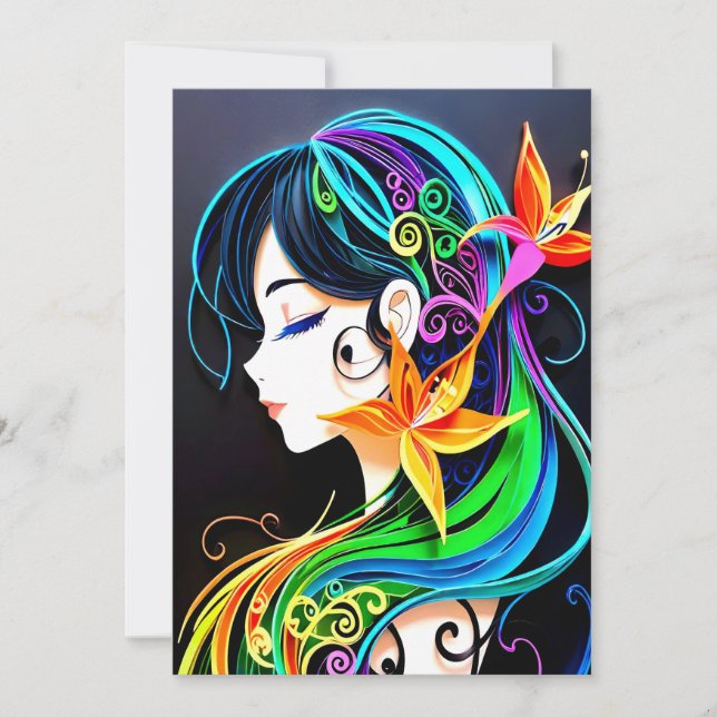 Invitación Sueño del cabello arcoiris (Anverso)