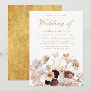 Invitación Sueño encantado: Boda floral mágico de Rubor Gold