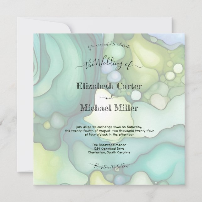 Invitación Sueño Esmeralda: Elegancia Boda moderna Minimalism (Anverso)