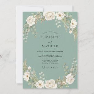 Invitación Sueño Floral Turquesa Polvoriento Boda