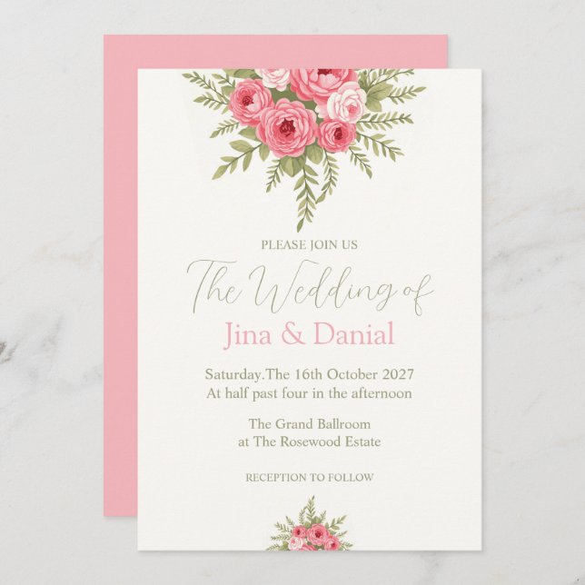 Invitación Sueño Fucsia (Anverso / Reverso)