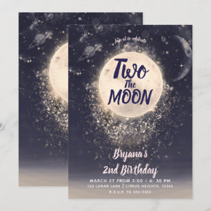 Invitación Sueño Luna Magia Cósmica 2do Dos Luna Cumpleaños