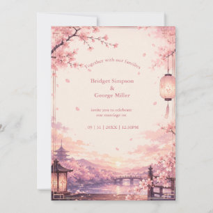 Invitación Sueños de boda al atardecer de Anime Sakura