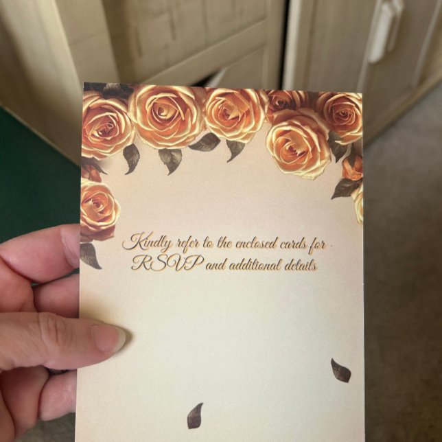 Invitación Sueños de Champagne Rosas Doradas Elegantes (Subido por el creador)