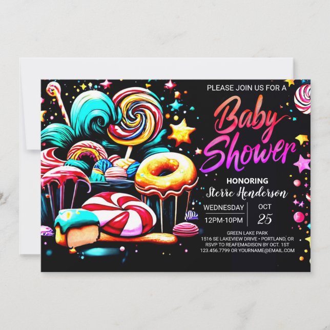 Invitación Sueños de Dulces Boho Editable Baby Shower (Anverso)
