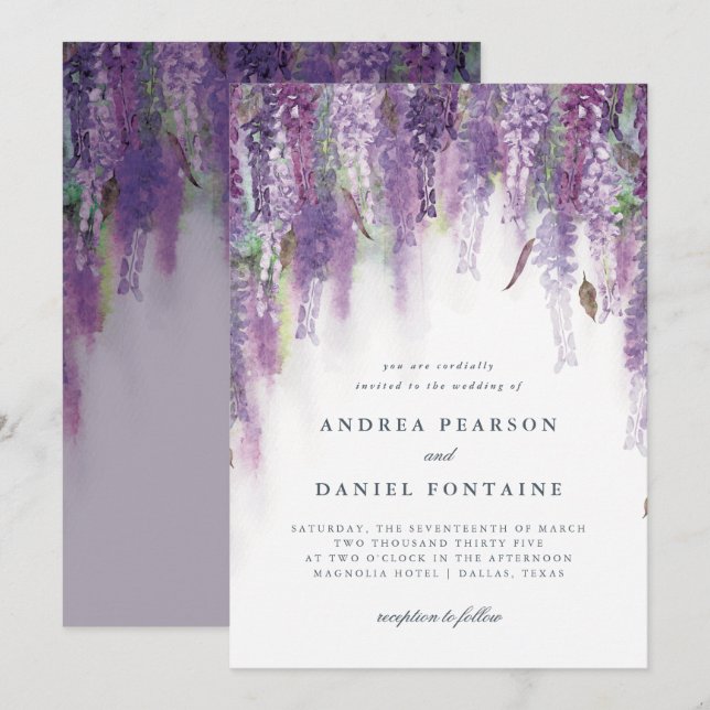 Invitación Sueños de glicinia (Anverso / Reverso)