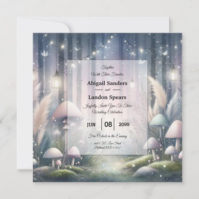 Invitación Sueños de Luz de Linterna Bosque Encantado Boda (Anverso)