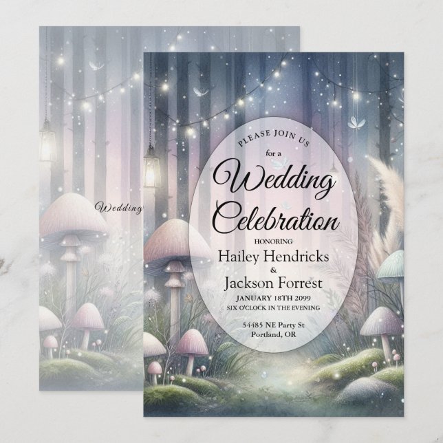 Invitación Sueños de Luz de Linterna Bosque Encantado Boda (Anverso / Reverso)