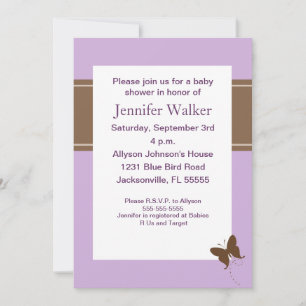 Invitación Sueños de mariposa en Baby Shower - Púrpura