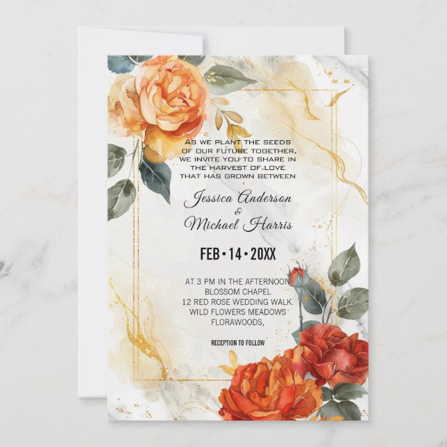 Invitación Sueños De Mármol: Colección De Elegancia Rosa Nara (Anverso)